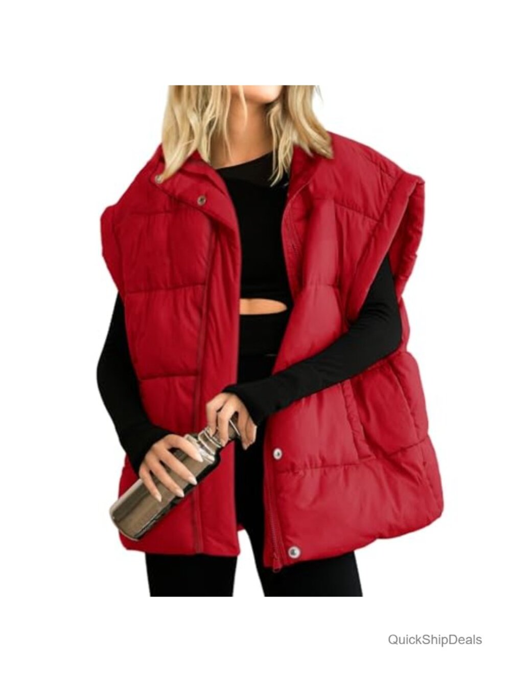Women's Puffer Vest Stand Collar Zip Sleeveless Lightweight Warm Coat